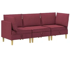 Svetainės baldų komplektas 3 pcs Vyno raudona Audinys
