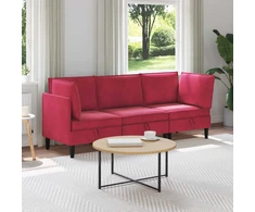 Svetainės baldų komplektas 3 pcs Vyno raudona Aksomas