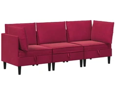 Svetainės baldų komplektas 3 pcs Vyno raudona Aksomas