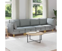 Svetainės baldų komplektas 4 pcs Šviesiai pilka Audinys
