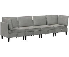 Svetainės baldų komplektas 4 pcs Šviesiai pilka Aksomas