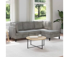 Svetainės baldų komplektas 4 pcs Šviesiai pilka Aksomas