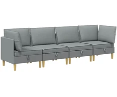 Svetainės baldų komplektas 4 pcs Šviesiai pilka Audinys