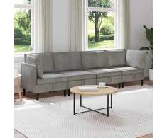 Svetainės baldų komplektas 4 pcs Šviesiai pilka Aksomas