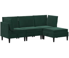Svetainės baldų komplektas 4 pcs Tamsiai žalia Aksomas