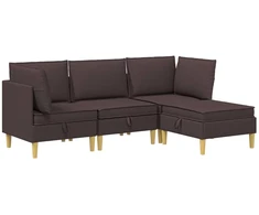 Svetainės baldų komplektas 4 pcs Tamsiai rudas Audinys