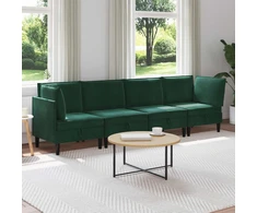 Svetainės baldų komplektas 4 pcs Tamsiai žalia Aksomas