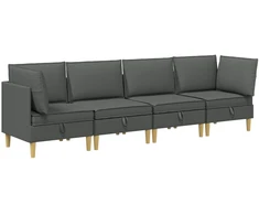 Svetainės baldų komplektas 4 pcs Tamsiai pilka Audinys