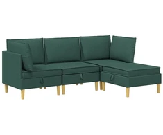 Svetainės baldų komplektas 4 pcs Tamsiai žalia Audinys