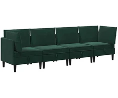Svetainės baldų komplektas 4 pcs Tamsiai žalia Aksomas