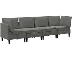 Svetainės baldų komplektas 4 pcs Tamsiai pilka Aksomas