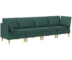 Svetainės baldų komplektas 4 pcs Tamsiai žalia Audinys