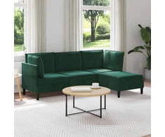 Svetainės baldų komplektas 4 pcs Tamsiai žalia Aksomas