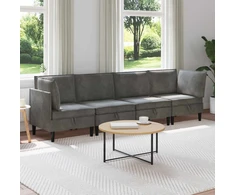 Svetainės baldų komplektas 4 pcs Tamsiai pilka Aksomas