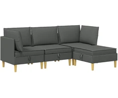 Svetainės baldų komplektas 4 pcs Tamsiai pilka Audinys