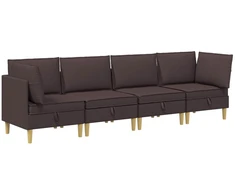 Svetainės baldų komplektas 4 pcs Tamsiai rudas Audinys