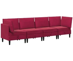 Svetainės baldų komplektas 4 pcs Vyno raudona Aksomas