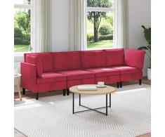 Svetainės baldų komplektas 4 pcs Vyno raudona Aksomas