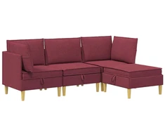 Modulinė sofa su laikymo vieta 4 pcs Vyno raudona Audinys