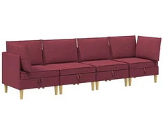 Svetainės baldų komplektas 4 pcs Vyno raudona Audinys