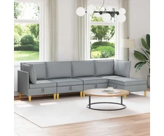 Modulinė sofa su laikymo vieta 5 pcs Šviesiai pilka Audinys