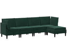 Svetainės baldų komplektas 5 pcs Tamsiai žalia Aksomas
