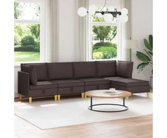 Modulinė sofa su laikymo vieta 5 pcs Tamsiai rudas Audinys
