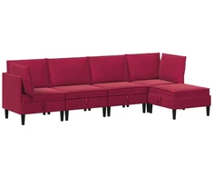 Svetainės baldų komplektas 5 pcs Vyno raudona Aksomas