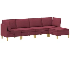 Svetainės baldų komplektas 5 pcs Vyno raudona Audinys
