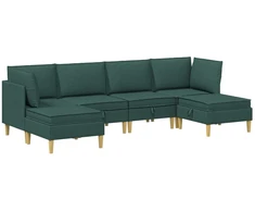 Svetainės baldų komplektas 6 pcs Tamsiai žalia Audinys