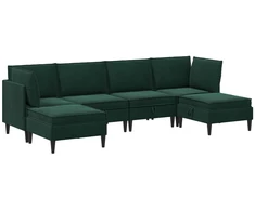 Svetainės baldų komplektas 6 pcs Tamsiai žalia Aksomas