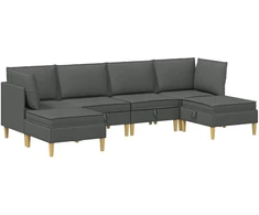 Svetainės baldų komplektas 6 pcs Tamsiai pilka Audinys