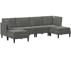 Svetainės baldų komplektas 6 pcs Tamsiai pilka Aksomas