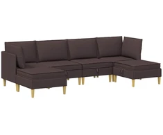 Svetainės baldų komplektas 6 pcs Tamsiai rudas Audinys