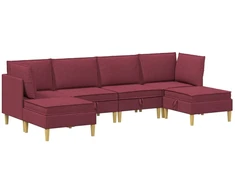 Svetainės baldų komplektas 6 pcs Vyno raudona Audinys