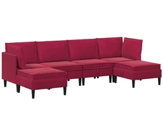 Svetainės baldų komplektas 6 pcs Vyno raudona Aksomas
