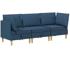 Svetainės baldų komplektas su pagalve 3 pcs Mėlyna Audinys