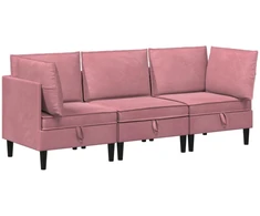 Svetainės baldų komplektas su pagalve 3 pcs Rožinė Aksomas