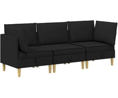 Svetainės baldų komplektas su pagalve 3 pcs Juoda Audinys