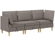 Svetainės baldų komplektas su pagalve 3 pcs Taupe Audinys