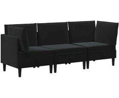 Svetainės baldų komplektas su pagalve 3 pcs Juoda Aksomas
