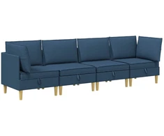Svetainės baldų komplektas su pagalve 4 pcs Mėlyna Audinys
