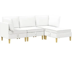 Modulinė sofa su laikymo vieta 4 vnt. Balta Audinys