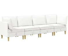 Modulinė sofa su laikymo vieta 4 vnt. Balta Audinys