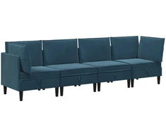 Svetainės baldų komplektas su pagalve 4 pcs Mėlyna Aksomas
