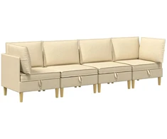 Modulinė sofa su laikymo vieta 4 pcs Kreminė Audinys