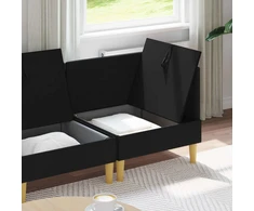 Modulinė sofa su laikymo vieta 4 vnt. Juoda Audinys