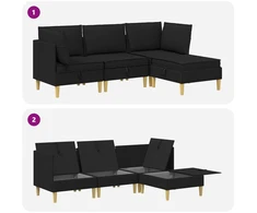 Modulinė sofa su laikymo vieta 4 vnt. Juoda Audinys