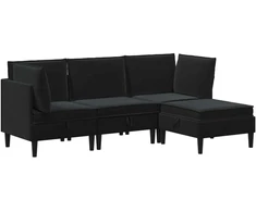 Svetainės baldų komplektas su pagalve 4 pcs Juoda Aksomas