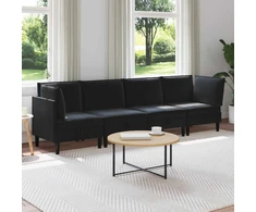 Svetainės baldų komplektas su pagalve 4 pcs Juoda Aksomas